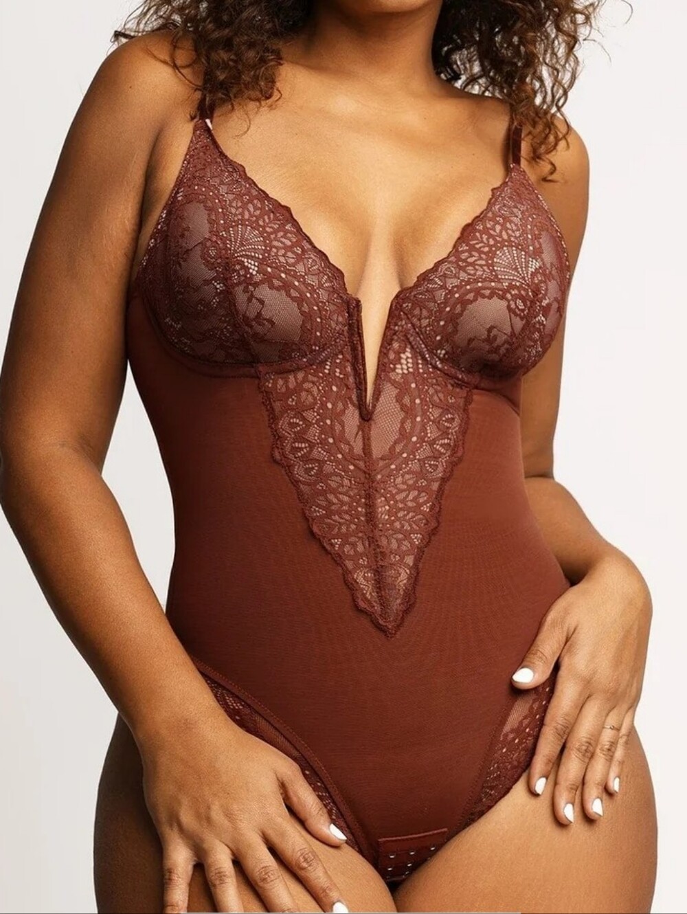 Popilush Lace Trim Brown Women’s Bodysuit Size XL
